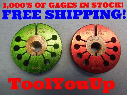 3/8 24 UNF 2A THREAD RING GAGES .375 P.D.&#039;S = .3468 &amp; .3430 RED GREEN TOOLING