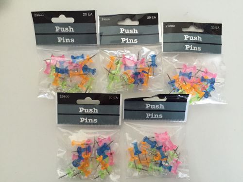 100 COUNT Assorted Color Push Pins Thumbtacks, NIP