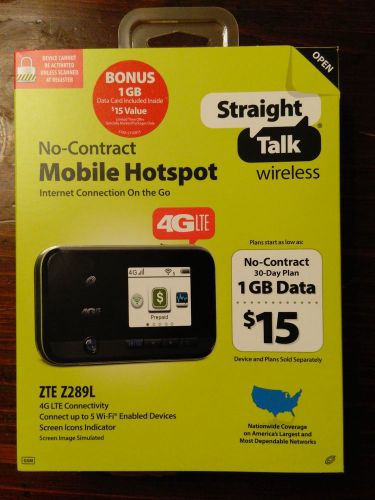 New StraightTalk No-contract mobile hotspot/ ZTE Z289L/ 1 GB data card included