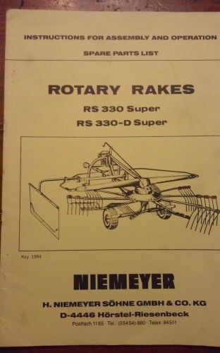 Niemeyer Rotary Rakes RS 330 Super and RS 330-D Super operator&#039;s and spare parts