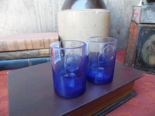 Blue Ciroc Bottle Upcycled Shot glass Groomsman Gift Mancave Bar Wedding Pair(2)