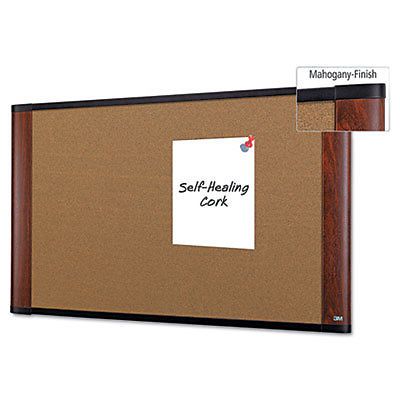 Cork bulletin board, 48 x 36, aluminum frame w/mahogany wood grained finish for sale