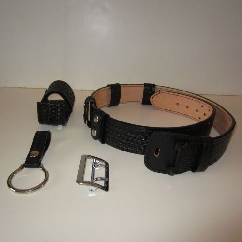 Dutyman leather police duty belt 40 basketweave keepers spray batton holder for sale