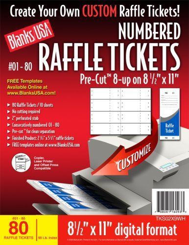 Blanks/USA Pre-Cut Numbered Raffle Tickets (TKS02X9WH)