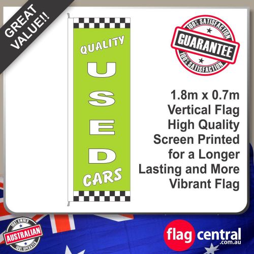 QUALITY USE D CARS - Green 1.8m x 0.7m Vertical Flag Heavy Duty Outdoor Banner