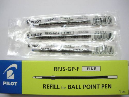 (12 refill set) pilot rfjs-gp-f 0.7mm fine ball point pen for super grip pen, bk for sale