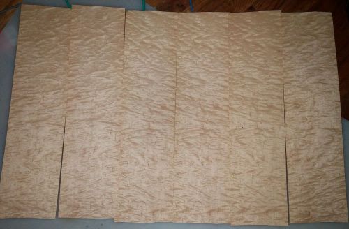 6 pieces maple raw wood veneer flame wavy figure 21.5&#034; x 5 1/2&#034; 1/42&#034; birdseye