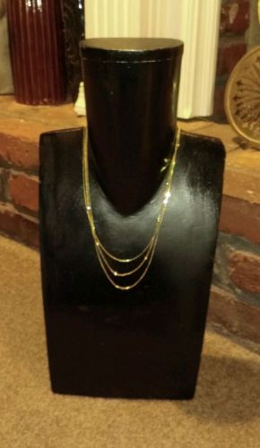 Wooden black necklace display bust elongated neck stand holder 16 1/2&#034;