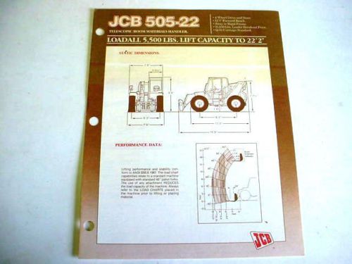 JCB 505-22 Loadall Forklift 4 Pages,1989 Brochure                              #