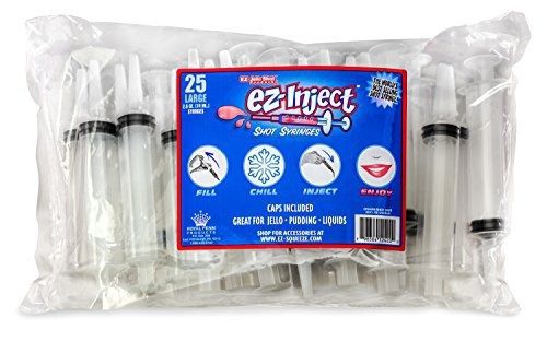 25 pack ez-injecttm jello shot syringes (large 2.5oz) for sale
