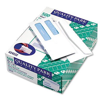 Double Window Security Tinted Check Envelope, #8 5/8, White, 500/Box