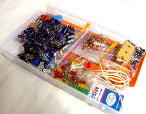 ELECTRONIC COMPONENTS BREADBOARD,CAPACITOR,RESISTOR,LED,SWITCH-PROJECT KIT  by G