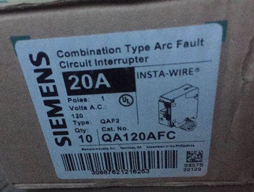 Box Of 10 Siemens 20 Amp Arc Fault Breakers