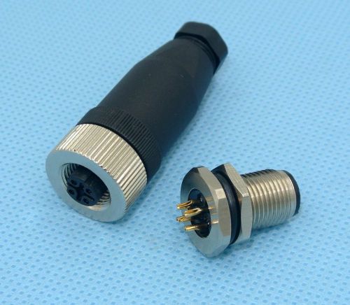 1pair m12 thread locking connector 5pin type d polarized for sale