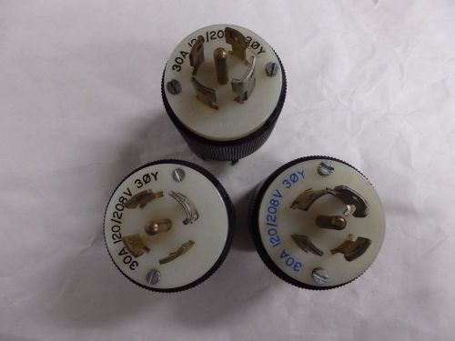 Lot of 3 hubbell twist lock plug 30a 120/208v 3? y 4 pole 5 wire grounding for sale