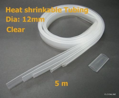 1/2&#034; (12mm) clear 2:1 heat shrink tubing 5m=16ft #m7 for sale