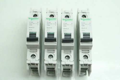 Lot of 4 schneider electric 60106 single pole circuit breakers 5a @ 240v for sale