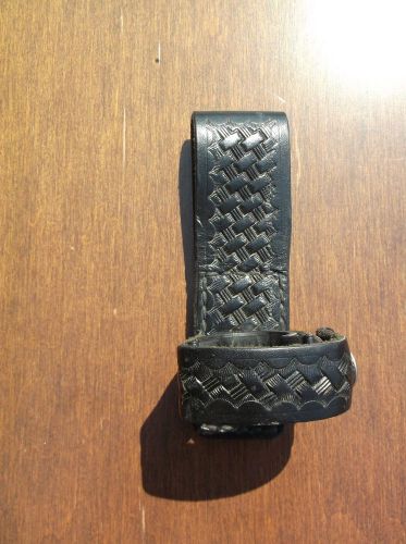 Tex shoemaker police duty black leather basket weave special baton holder for sale