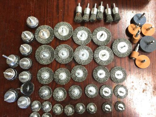 steel wire wheel brushes mounted cup and wheel rotary tool 1/4&#034; shank + stones