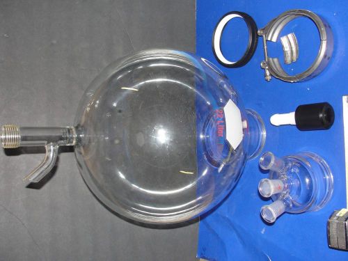 22l 22000ml  round bottom reactor vessel reaction flask 3 neck lid drain usa for sale