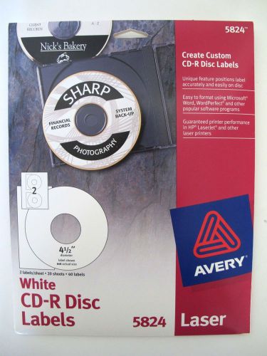 Avery White CD-R Disc Labels 5824 Laser 40 Labels