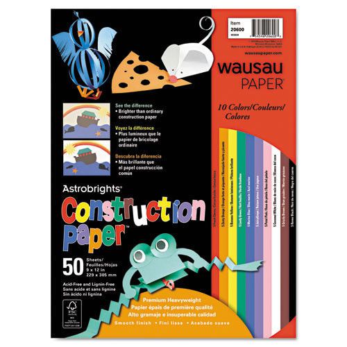 Wausau Papers Astrobrights Construction Paper 9&#034; H x 12&#034; W Coconut White