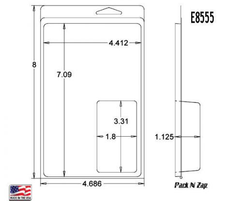 E8555: 250- 8&#034;H x 4.7&#034;W x 1.13&#034;D Clamshell Packaging Clear Plastic Blister Pack