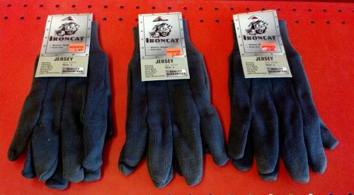 IRONCAT JERSEY gloves (3 pairs) size: LARGE, medium weight, clute cut  x0259