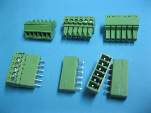 200 x Pitch 3.81mm 6way/pin Screw Terminal Block Connector Green Pluggable Type