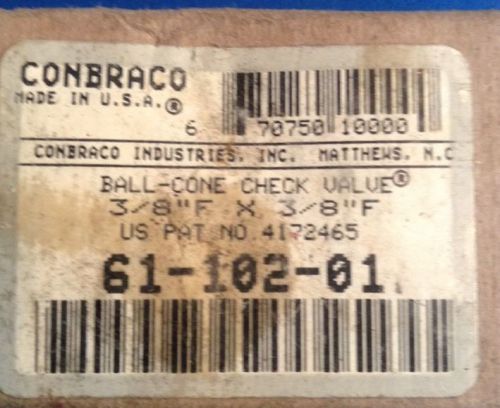 New CONBRACO 61-102-01 Brass BALL CONE CHECK VALVE 3/8&#034;F BY 3/8&#034;F #480