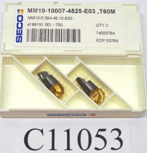 (2) NEW SECO MINIMASTER MILLING TIP INSERTS MM10-10007-4525-E03 T60M LOT C11053