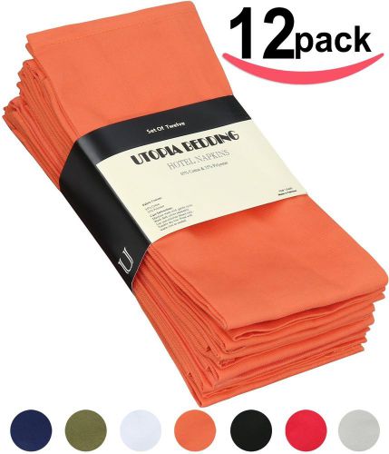Utopia 12 Premium Cloth Napkins Soft And Durable Generous Size 18&#034; x 18&#034; Orange