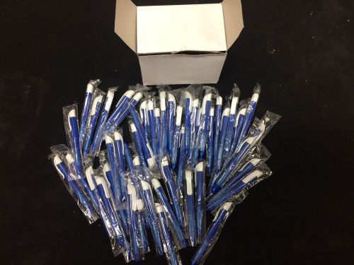Lot / 50 White and Blue Retractable Ballpoint Writing Pens Black Ink WHOLESALE 4
