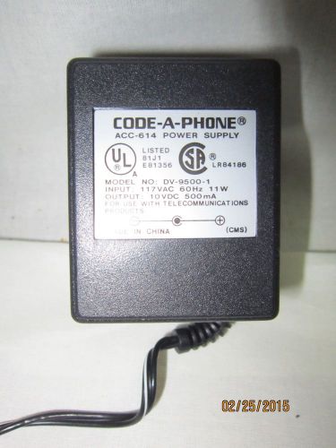 Code-A-Phone AC Power Supply Adapter Charger #DV-9500 10 VDC 500 mA