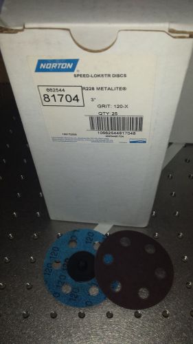 25pcs Norton abrasives 3&#034; Speed_lok discs 120 grit with holes