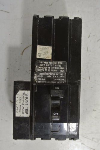 Square D Q131001021 W/ Shunt Trip 3 Pole 100 Amp 240 VAC Type QI Circuit Breaker