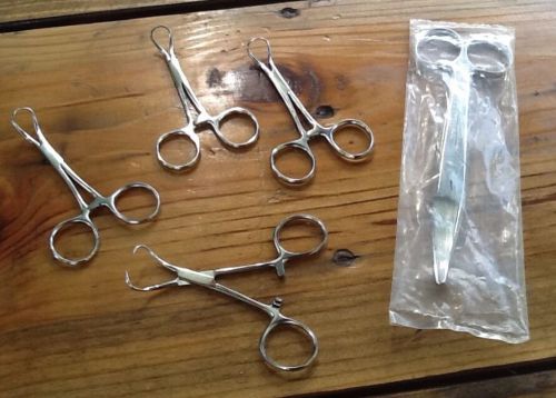 Lot surgical veterinary tools-4 towel clamps 5.5 &amp; curved german +5 stainless for sale
