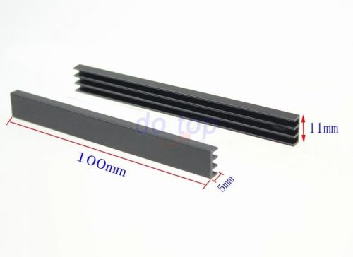 2x Aluminum Heat Sink Heatsink 100x11x5mm Router Chip Radiator Cooling Fin Black