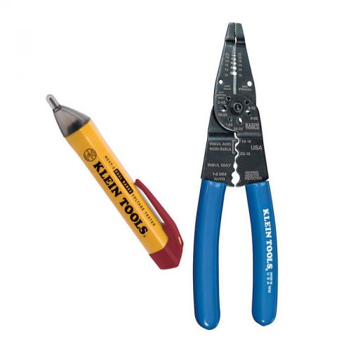 Klein tools 1010 10-22 awg multi-purpose long nose pliers with voltage tester for sale