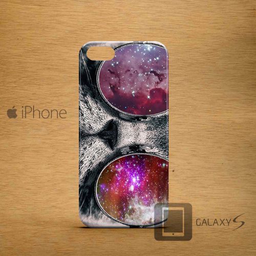 Hm9hipster-cat-glasses-galaxy nebula apple samsung htc 3dplastic case cover for sale