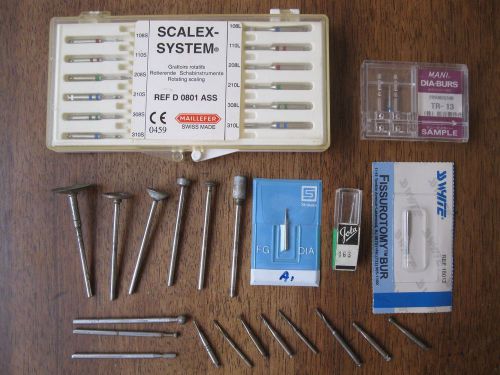 Lot 33 Burs Dental Burs MANI , Jota , Maillefer Swiss