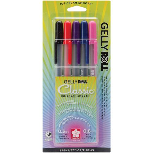 Sakura 37379 5-Piece Gelly Roll Blister Card Gel Ink Pen Set Fine Point Assor...