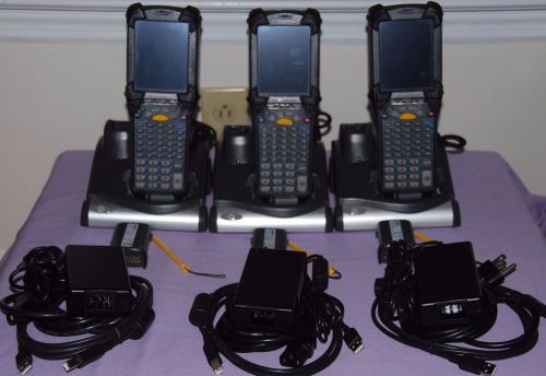 Lot of 3 Motorola Symbol MC9090-G Wireless Laser Barcode Scanner -Complete Units