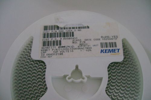Capacitor Ceramic Kemet 1UF 16V X7R 1206 C1206C105K4RAC 2450 PCS New