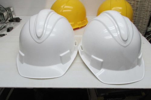 2White Hard Hats,2 Yellow Hard Hats Osha Approved