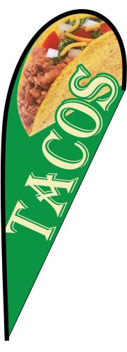 Tacos Teardrop Stock Advertising Flags w/ Hardware