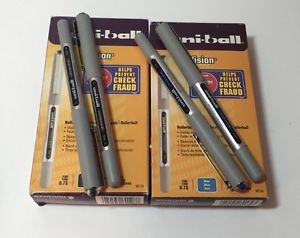 UNI-BALL PENS Vision Rollerball  Fine Tip Blue + Black Ink 4 Pens NEW