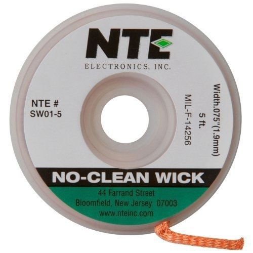 NTE SW01-5 No-Clean Wick ##3 Green 0.075 x 5 ft.