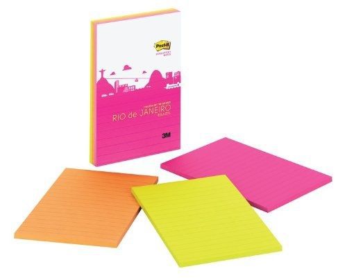 Post-it Super Sticky Notes, Colors of the World Collection, 4 in x 6 in, Rio de