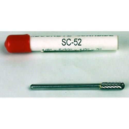 Carbide Burr (SC-52) Cylindrical Ball Nose - Single Cut - 1/8 x 5/32 x 1/2 x 2